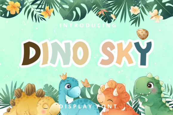 Dino Sky: The Ultimate Cute Display Font for Kids' Projects